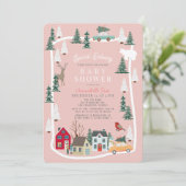 Speciale levering Holiday Town Roze Baby shower Kaart (Staand voorkant)