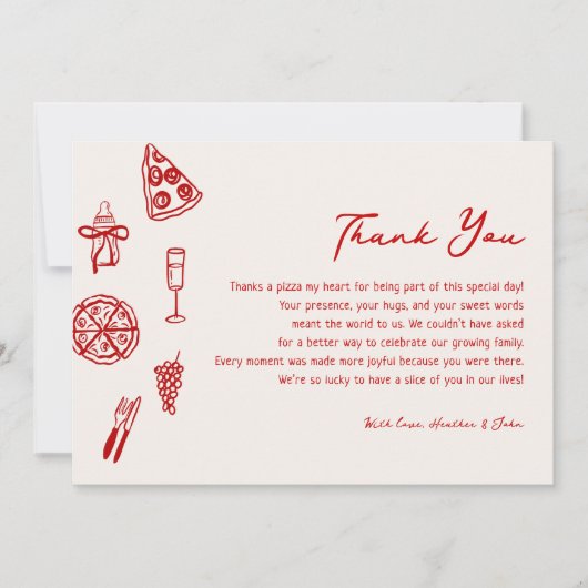 Speciale levering Italiaans Pizza Baby shower Bedankkaart (Voorkant)