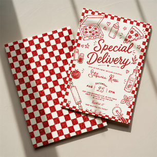 Speciale Levering: Italiaanse Pizza Thema Baby Sho Kaart