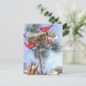 Speciale levering, Kardinalen in een Snowy Mailbox Briefkaart (Staand voorkant)