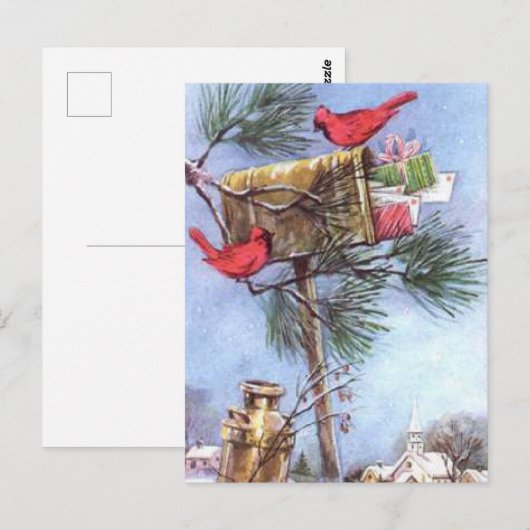 Speciale levering, Kardinalen in een Snowy Mailbox Briefkaart (Voorkant / Achterkant)