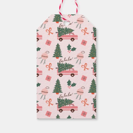 Speciale levering Kerstboom Retro roze Van Cadeaulabel (Achterkant)