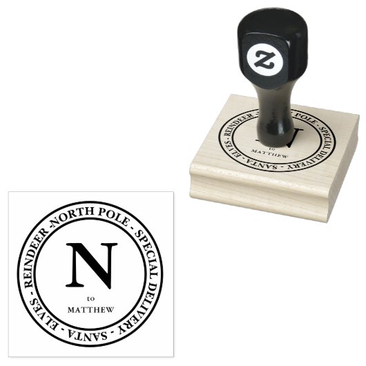 Speciale Levering Kerstman & Naam Rubberstempel (Gestempeld)