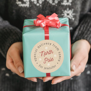 Speciale levering met Kerstmis in de Santa Noordpo Ronde Sticker