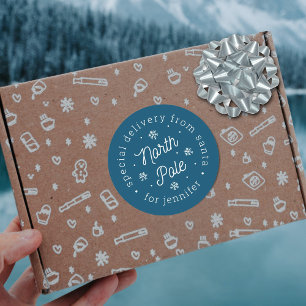 Speciale levering met Kerstmis in de Santa Noordpo Ronde Sticker