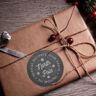 Speciale levering met Kerstmis in de Santa Noordpo Ronde Sticker