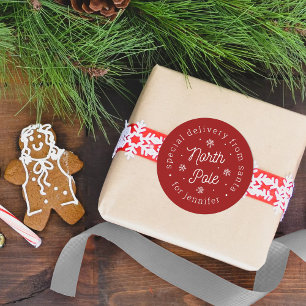 Speciale levering met Kerstmis in de Santa Noordpo Ronde Sticker