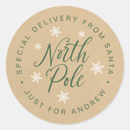 Speciale levering Noordpool Kraft Brown Custom Cla Ronde Sticker