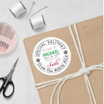 Speciale levering Noordpool Santa Ronde Sticker<br><div class="desc">SPECIAL DELIVERY sticker is personalized with your name (or leave blank to hand write names). It's a custom made seal direct from the North Pole and has the official seal of Santa himself! #Santa #Christmas #NorthPole #SpecialDelivery</div>