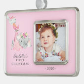 Speciale levering Olifant Eerste Kerstmis Foto Verzilverd Omlijst Ornament (Links)