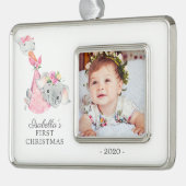 Speciale levering Olifant Eerste Kerstmis Foto Verzilverd Omlijst Ornament (Links)