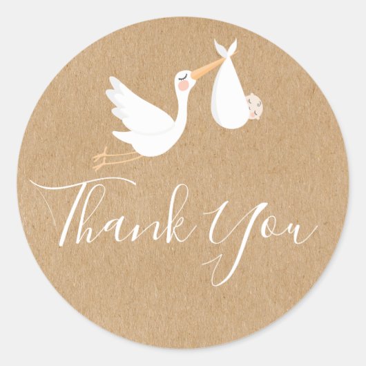 Speciale Levering Ooievaar en Pasgeboren Baby Ronde Sticker (Voorkant)