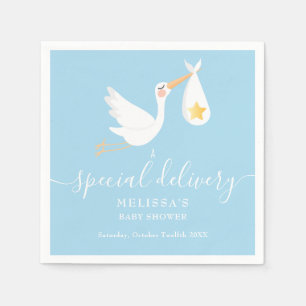 Speciale Levering Ooievaar Gold Star Blue Baby sho Servet