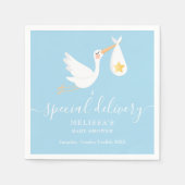 Speciale Levering Ooievaar Goud Ster Blauw Babyfee Servet (Voorkant)