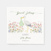 Speciale levering ooievaar veer baby shower bedruk servet (Voorkant)