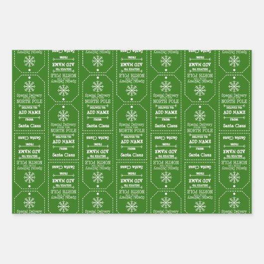 Speciale levering op Noordpool - Kindernaam toevoe Inpakpapier Vel (Voorkant 3)