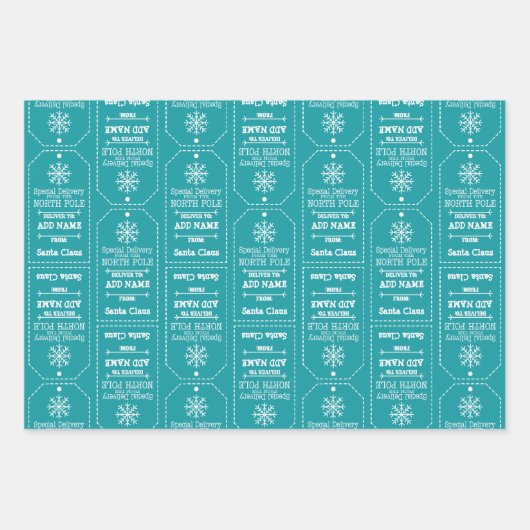 Speciale levering op Noordpool - Kindernaam toevoe Inpakpapier Vel (Voorkant 2)