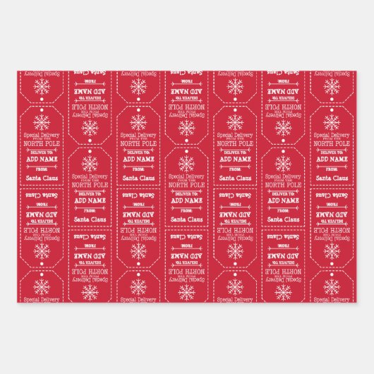 Speciale levering op Noordpool - Kindernaam toevoe Inpakpapier Vel (Voorkant)