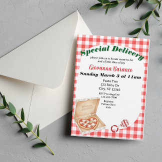 Speciale levering, Pizza Baby Shower Uitnodiging