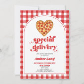 Speciale Levering Retro Heart Pizza Baby shower Kaart (Voorkant)