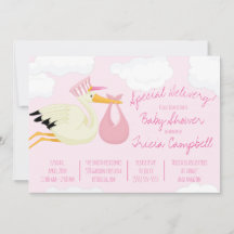 Speciale levering! Roze Baby shower Stork