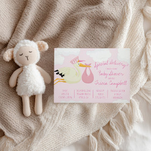 Speciale Levering! Roze Ooievaar Baby Shower Kaart