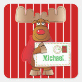 Speciale Levering Rudolph Rendier Noordpool Rood Vierkante Sticker (Voorkant)