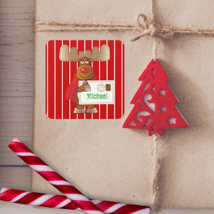 Speciale Levering Rudolph Rendier Noordpool Rood Vierkante Sticker