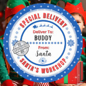 Speciale levering Santa naar Child Blue Gift Label