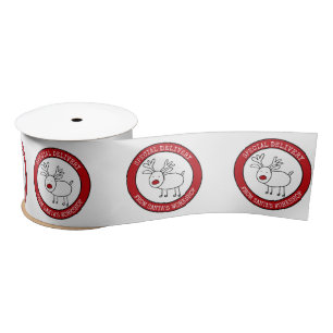 Speciale levering Santas Workshop Reindeer Logo Satijnen Lint