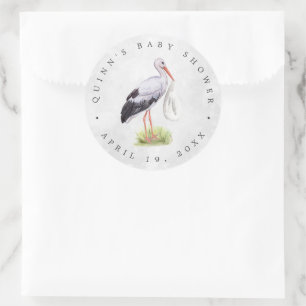 Speciale levering   Stork Baby shower Favor Sticke Ronde Sticker