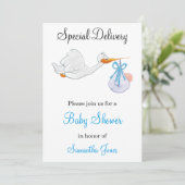 Speciale levering Stork Baby shower Invitation Kaart (Staand voorkant)