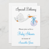 Speciale levering Stork Baby shower Invitation Kaart (Voorkant / Achterkant)