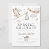 Speciale levering Stork Baby shower Kaart (Voorkant)