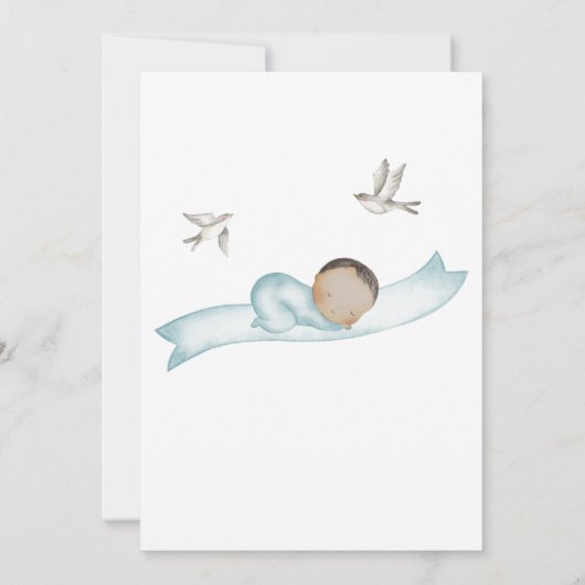 Speciale Levering Stork Blue Baby Boy Baby shower Kaart (Achterkant)