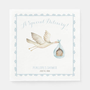 Speciale Levering Stork Blue Baby Boy Baby shower Servet