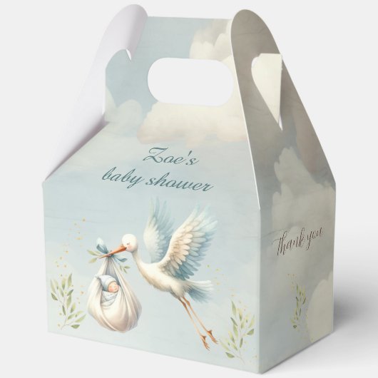 Speciale Levering Stork Boy Baby shower Groot Bedankdoosjes (Achterkant)