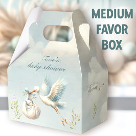 Speciale levering Stork Boy Baby shower Medium Bedankdoosjes