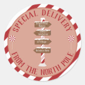 Speciale levering uit Noordpool rood en wit Ronde Sticker (Voorkant)