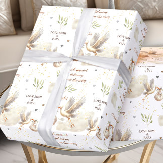 Speciale Levering Unisex Stork Nieuwe Baby Naam Te Cadeaupapier