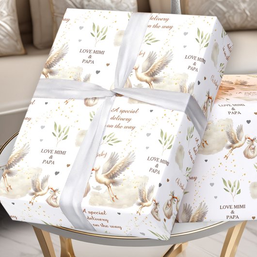 Speciale Levering Unisex Stork Nieuwe Baby Naam Te Cadeaupapier
