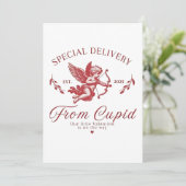 Speciale levering van Cupid Valentine Zwangere Moe Feestdagenkaart (Staand voorkant)