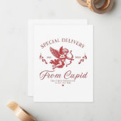 Speciale levering van Cupido Valentijn Zwangere Mo Notitiekaartje (Voorkant / Achterkant in situ)