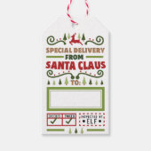 Speciale levering van de kerstman cadeaulabel (Voorkant)