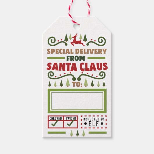 Speciale levering van de kerstman cadeaulabel (Voorkant)