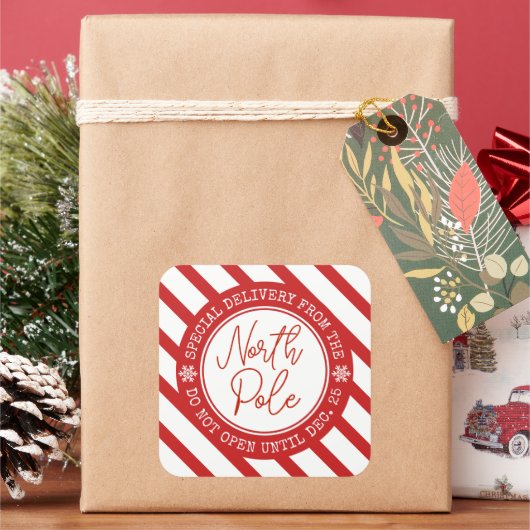 Speciale levering van de Kerstman Noordpool Kerstm Vierkante Sticker (Feestdagen)