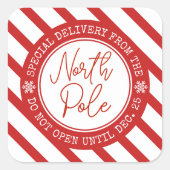 Speciale levering van de Kerstman Noordpool Kerstm Vierkante Sticker (Voorkant)
