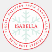 Speciale levering van de Kerstman Noordpool kind n Ronde Sticker (Voorkant)