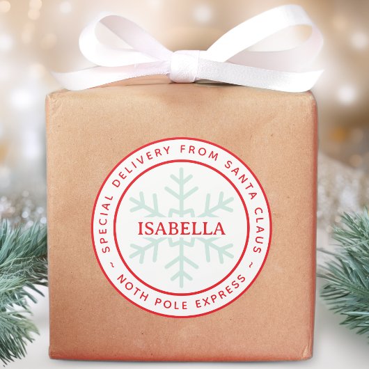 Speciale levering van de Kerstman Noordpool kind n Ronde Sticker