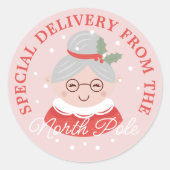 Speciale levering van de Noordpool mevrouw Claus Ronde Sticker (Voorkant)